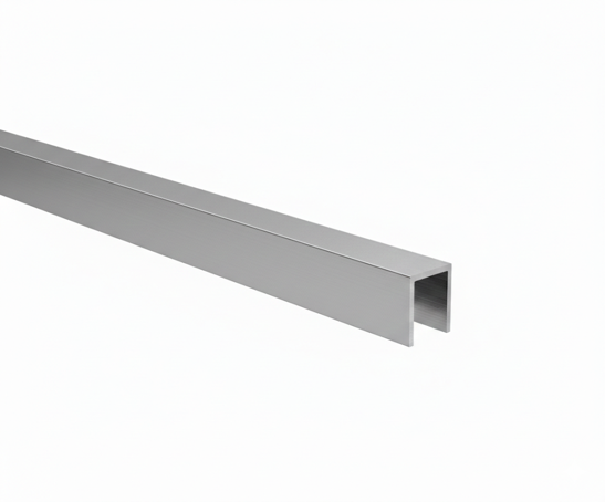 U-shaped aluminium glazing profile 20x30x2mm for 10–12mm glass, anodised
