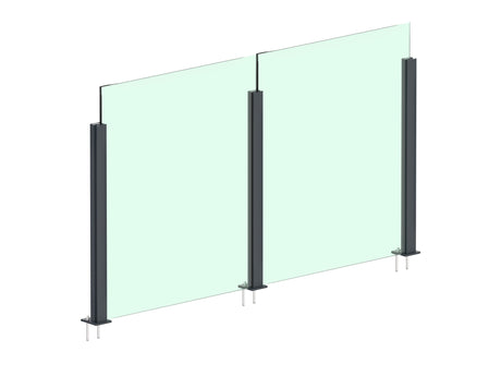 Set hliníkového sloupku 56×60 - 1m, vrchní kotvení s krytkami, průběžný - Antracit RAL 7016
