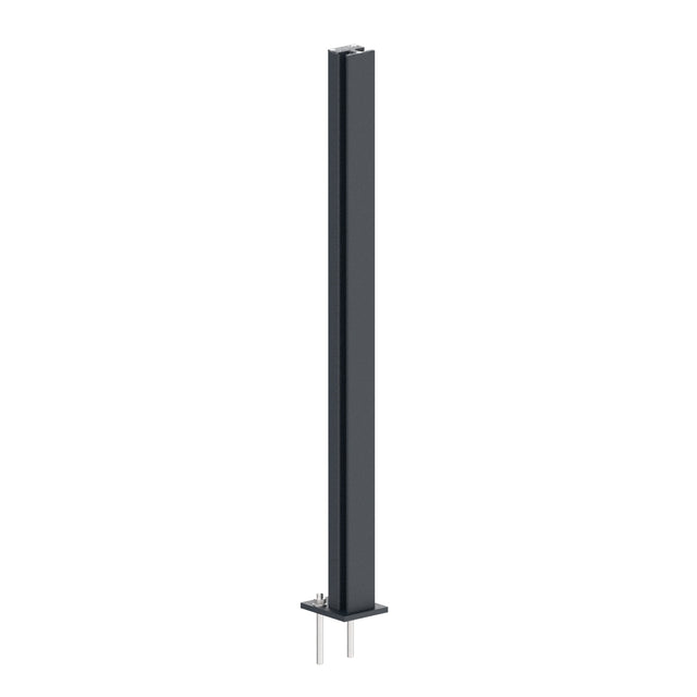 Aluminium Post Set 56×60 - 1m, Top Mounting with Covers, Intermediate - Anthracite RAL 7016