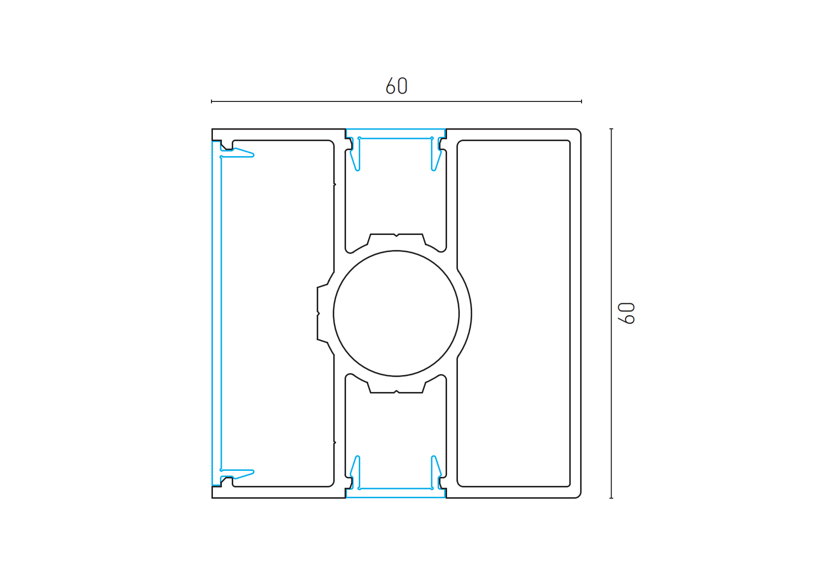 Hliníkový plotový sloupek 60x60 - 6000mm