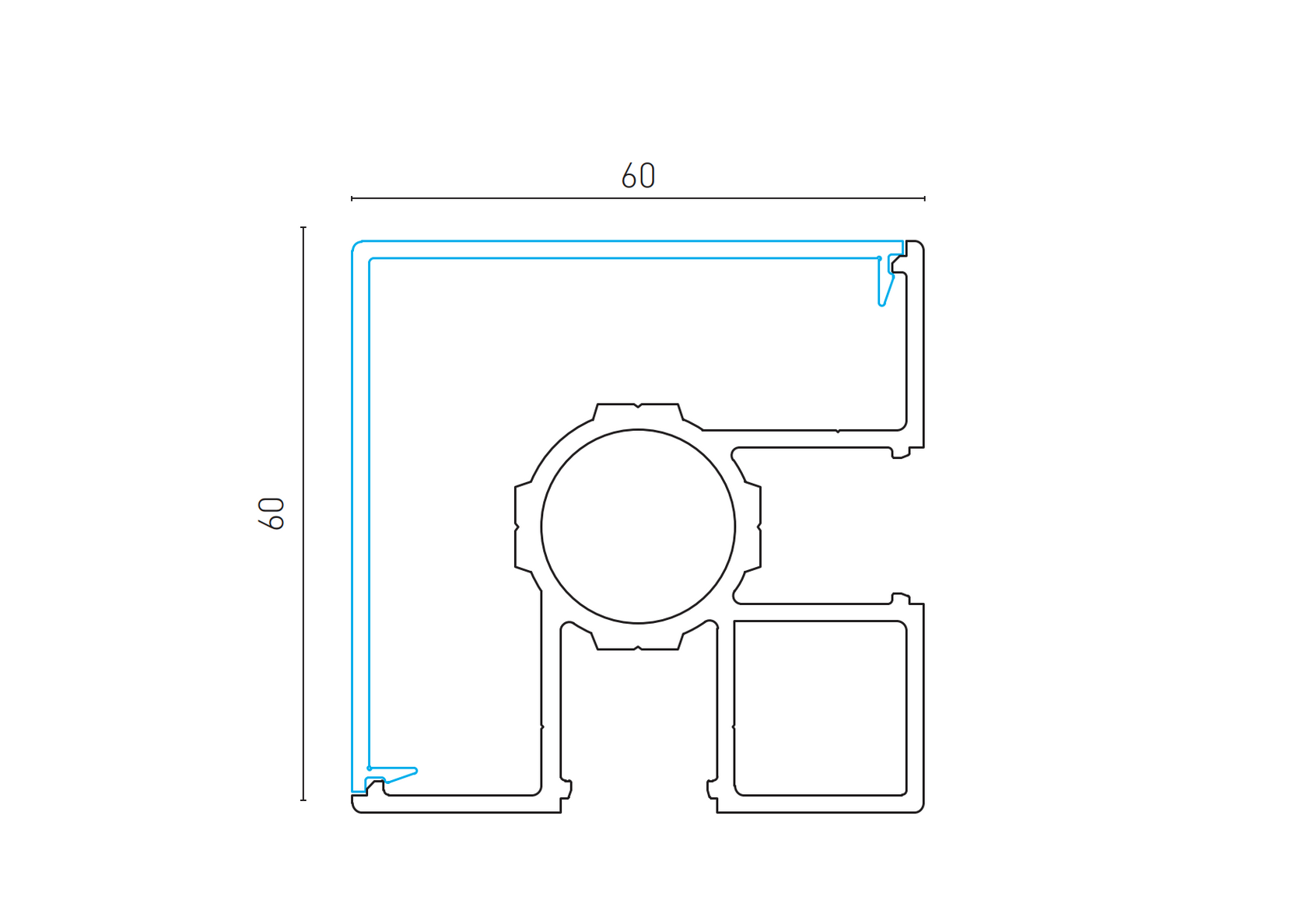 Hliníkový plotový sloupek 60x60 rohový - 6000mm