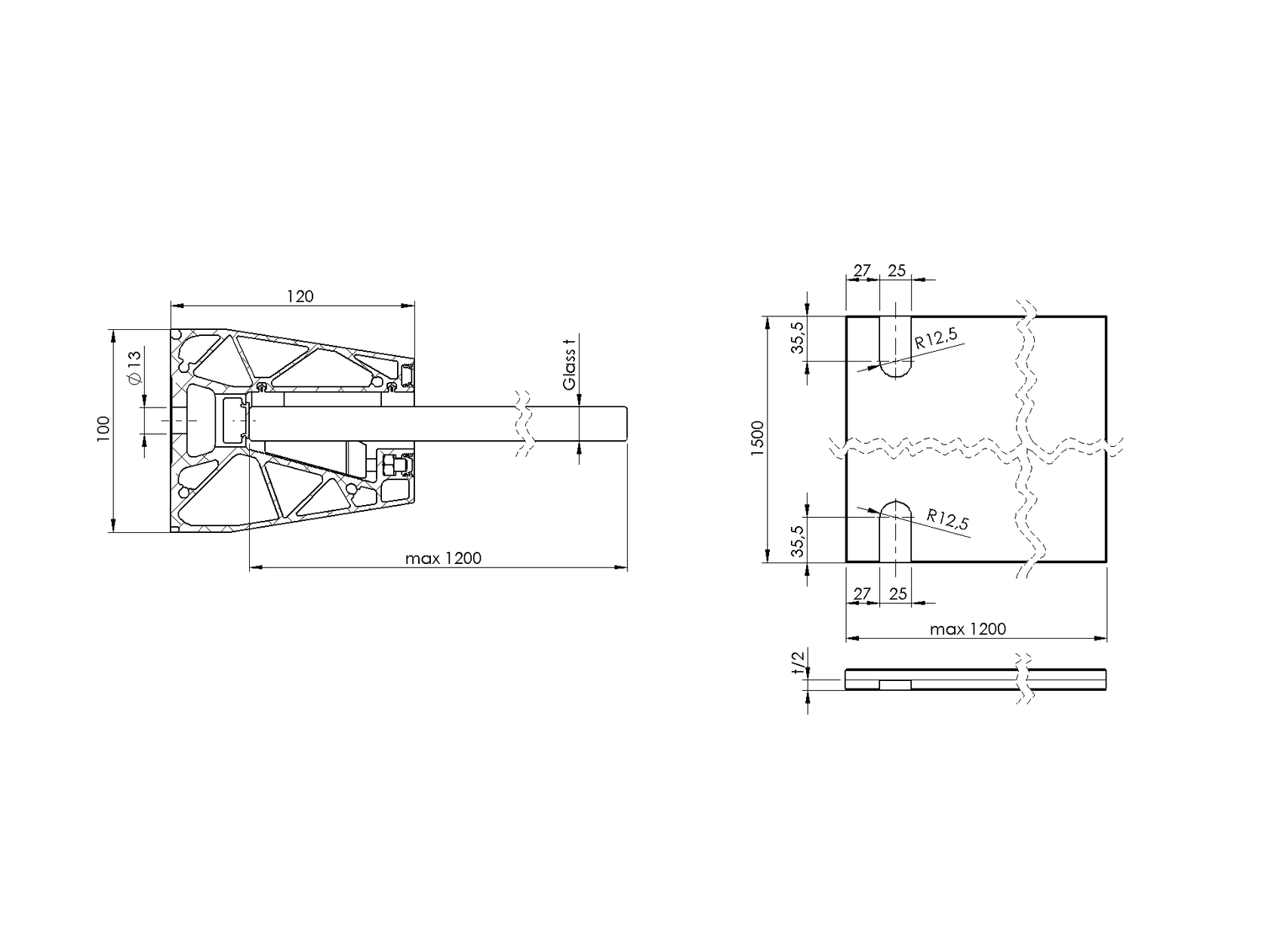 Prosklená stříška hliník profil