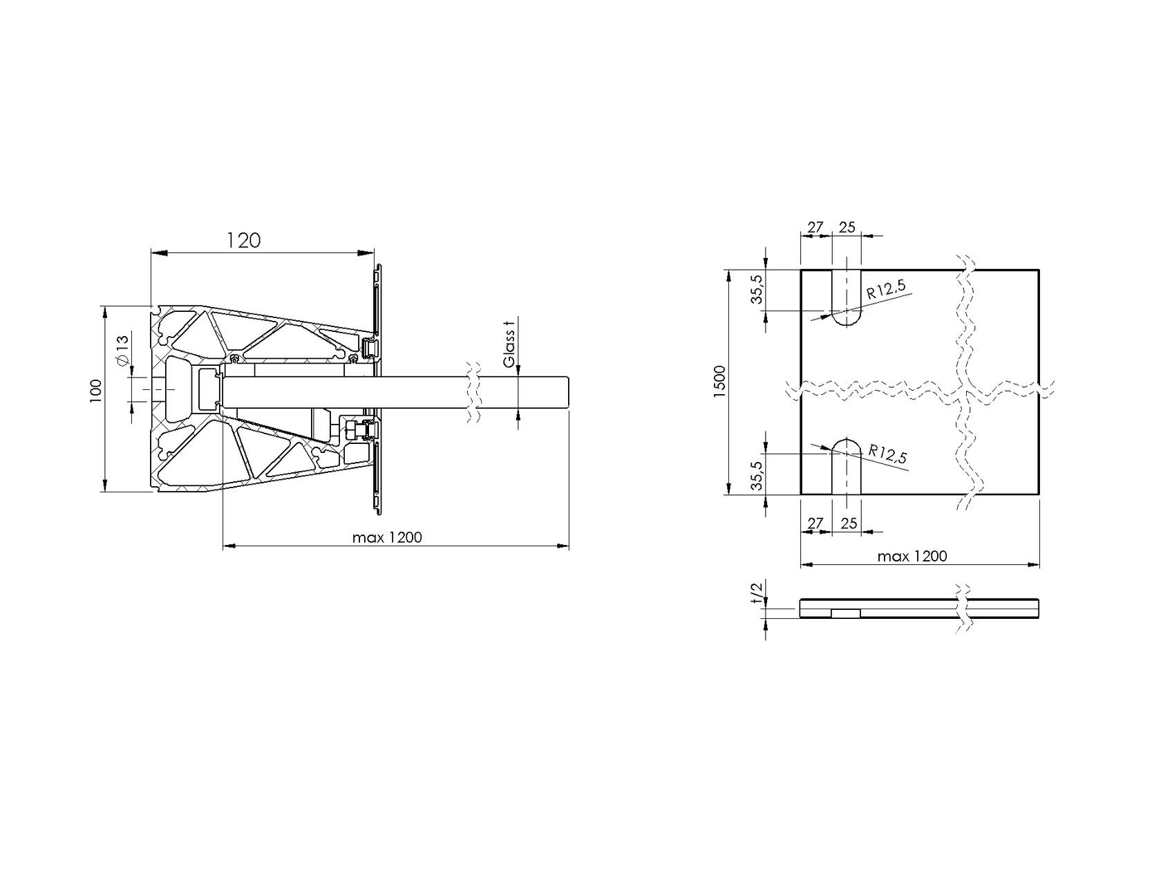 Prosklená stříška hliník profil