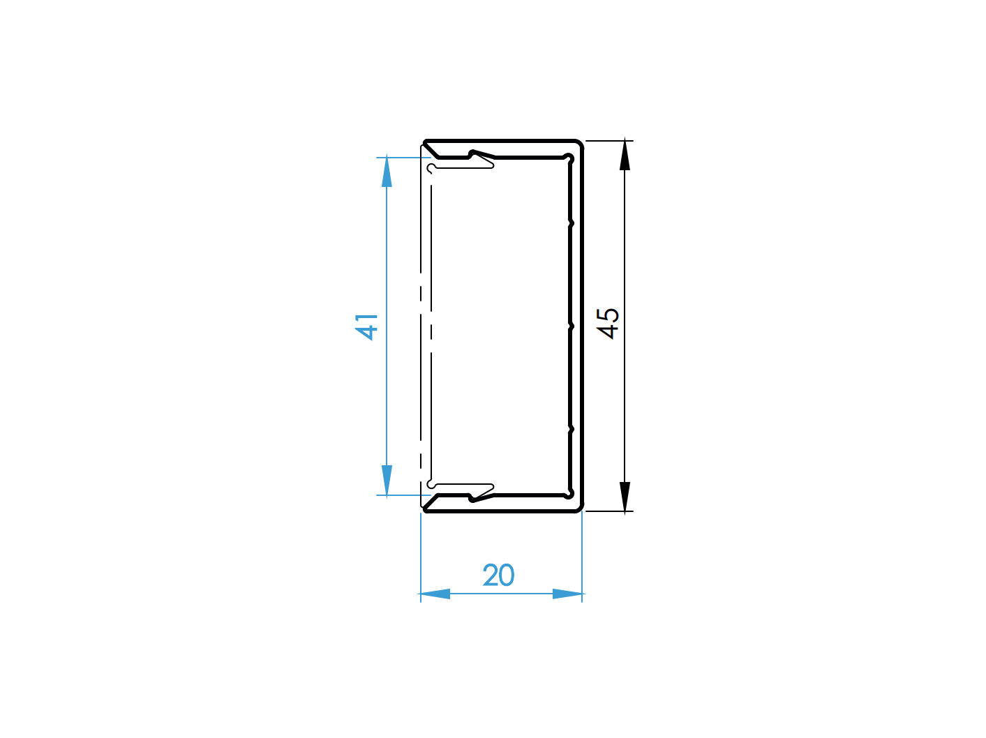 Hliníkový U-adaptér 45x20-6000mm R7016