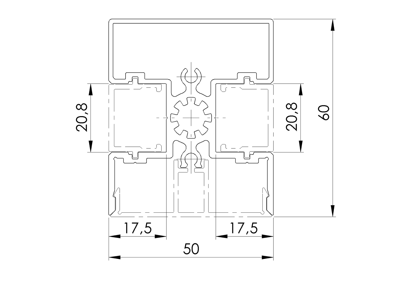 Hliníkový plotový sloupek 50x60-6000mm R7016