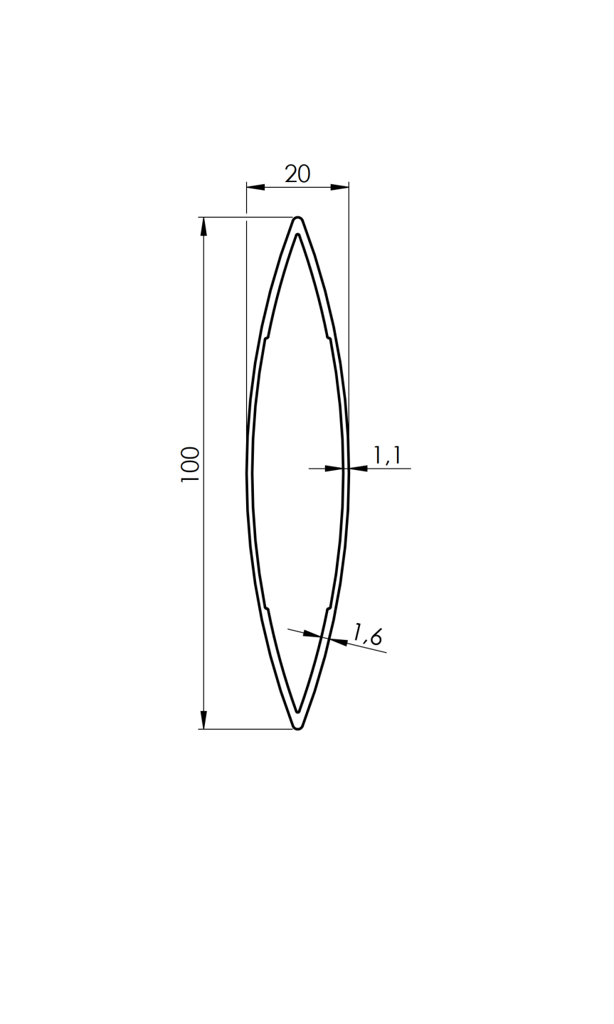 Hliníková plotová žaluzie oválná 20x100-3000mm