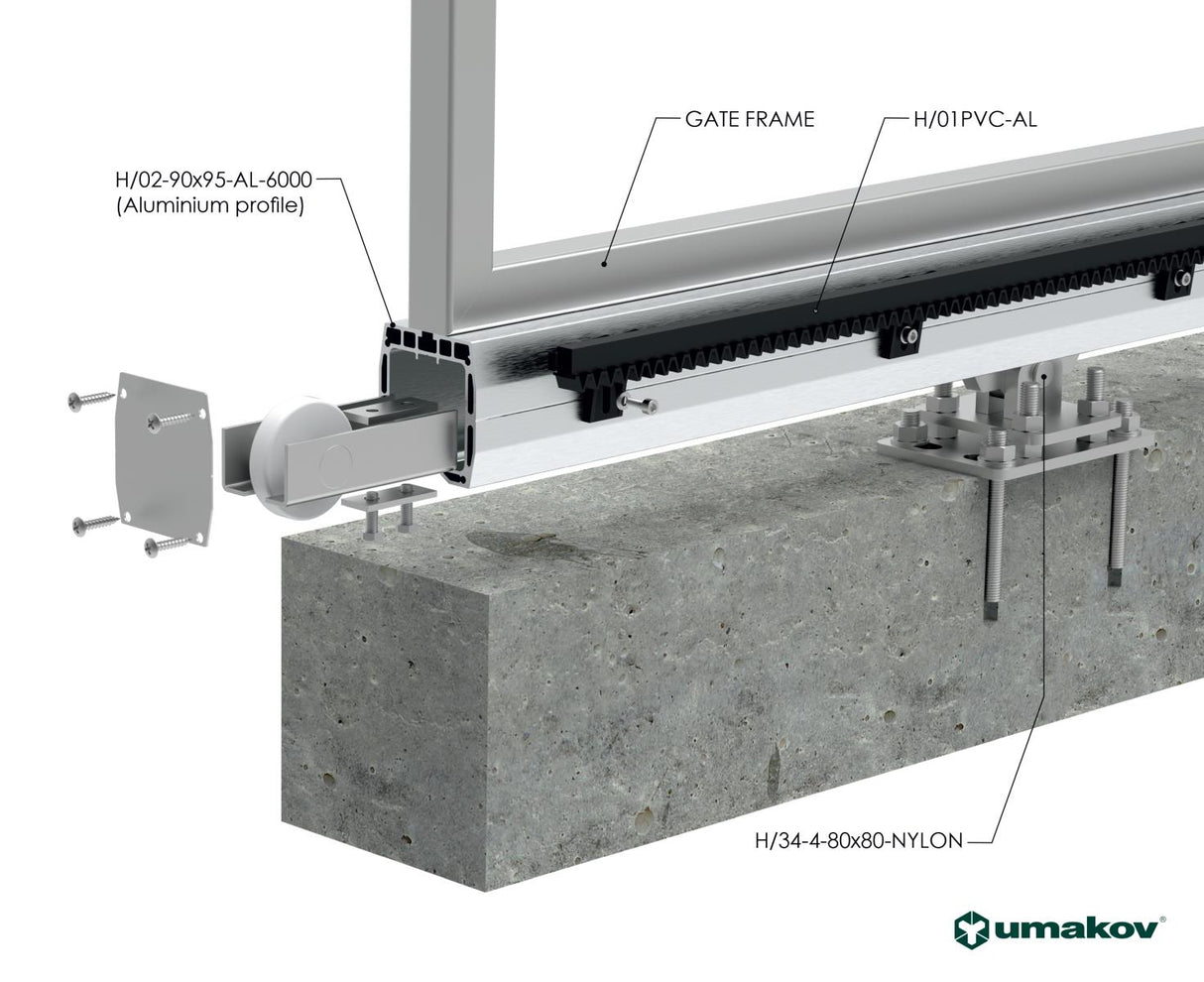 Vedení spodní - ECO profile AL 90x95mm