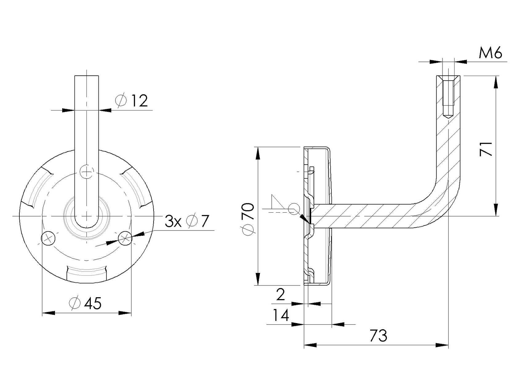 Držák madla na stěnu