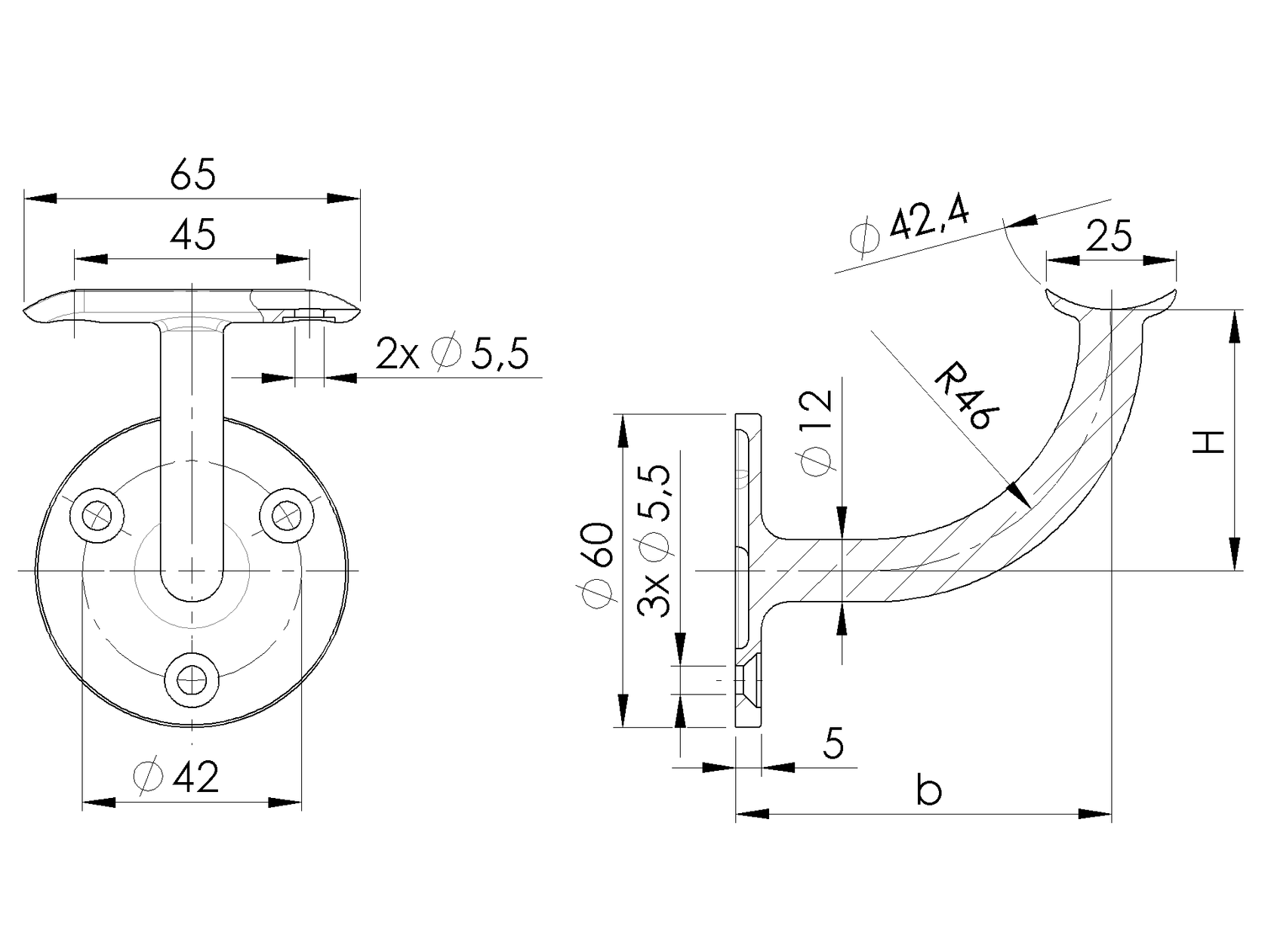 Držák madla na zeď