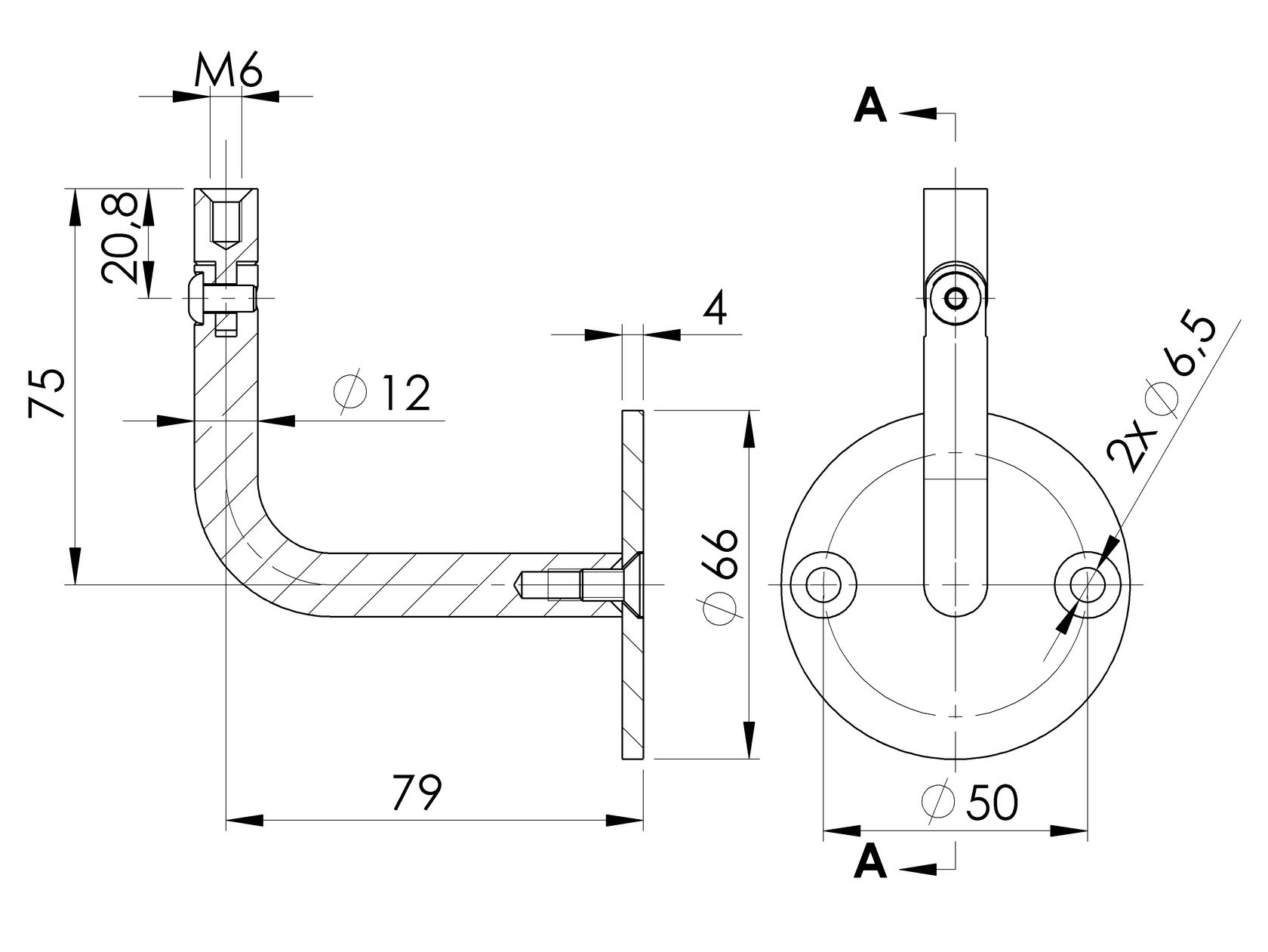 Držák madla na zeď