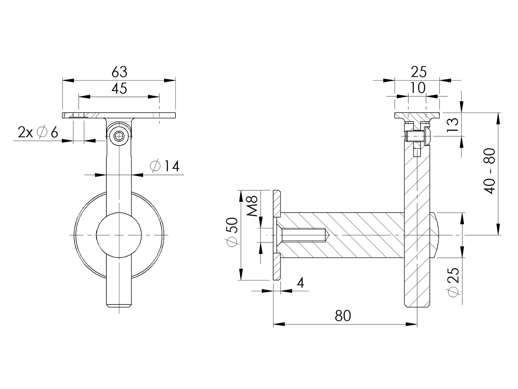 Držák madla na zeď