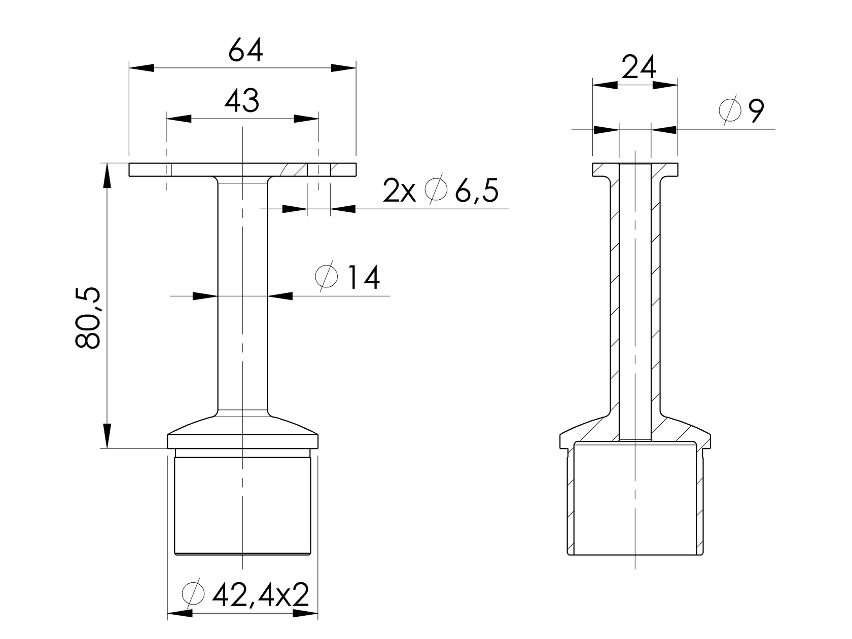 Držák madla pevný