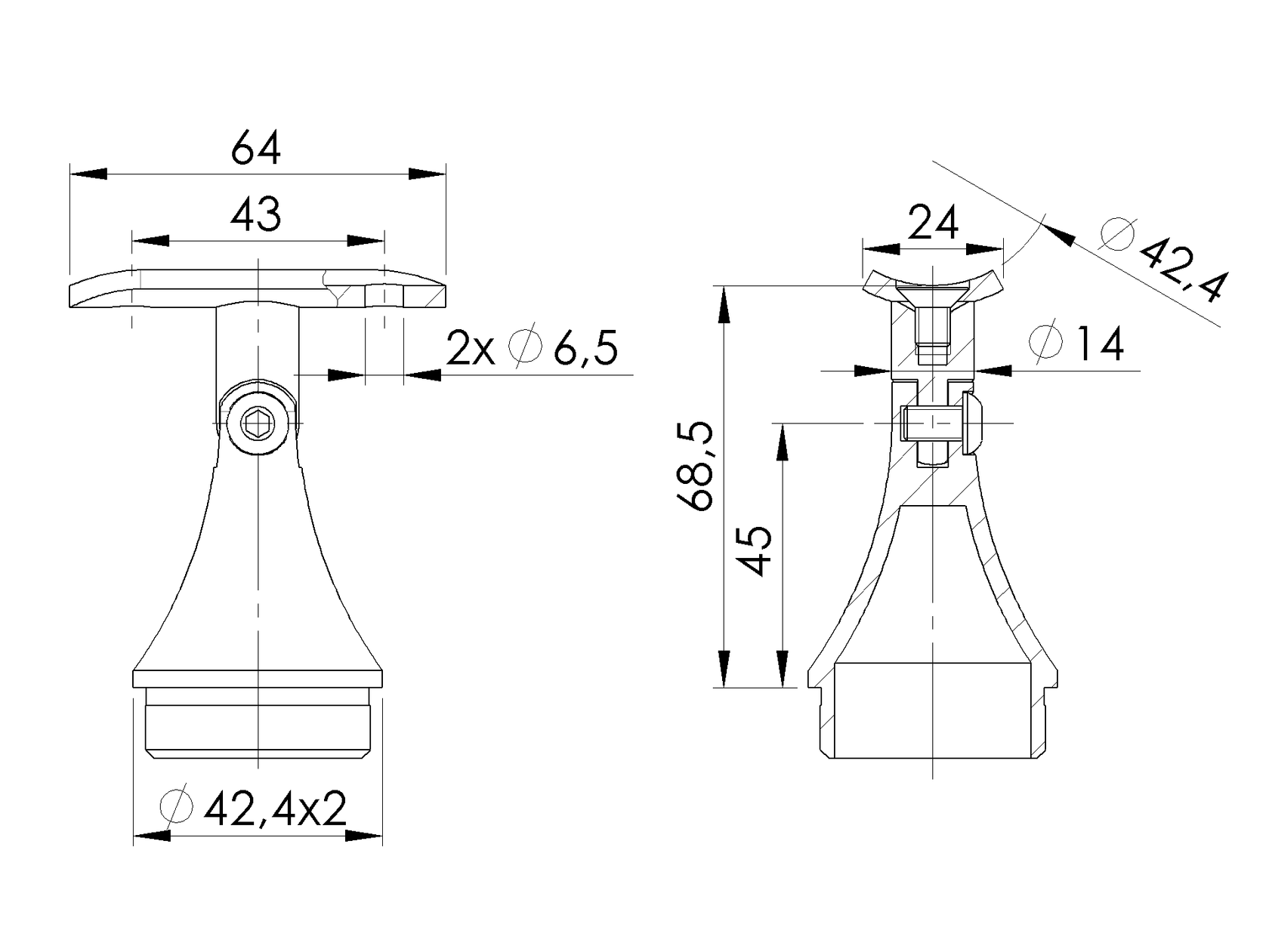 Držák madla na sloupek