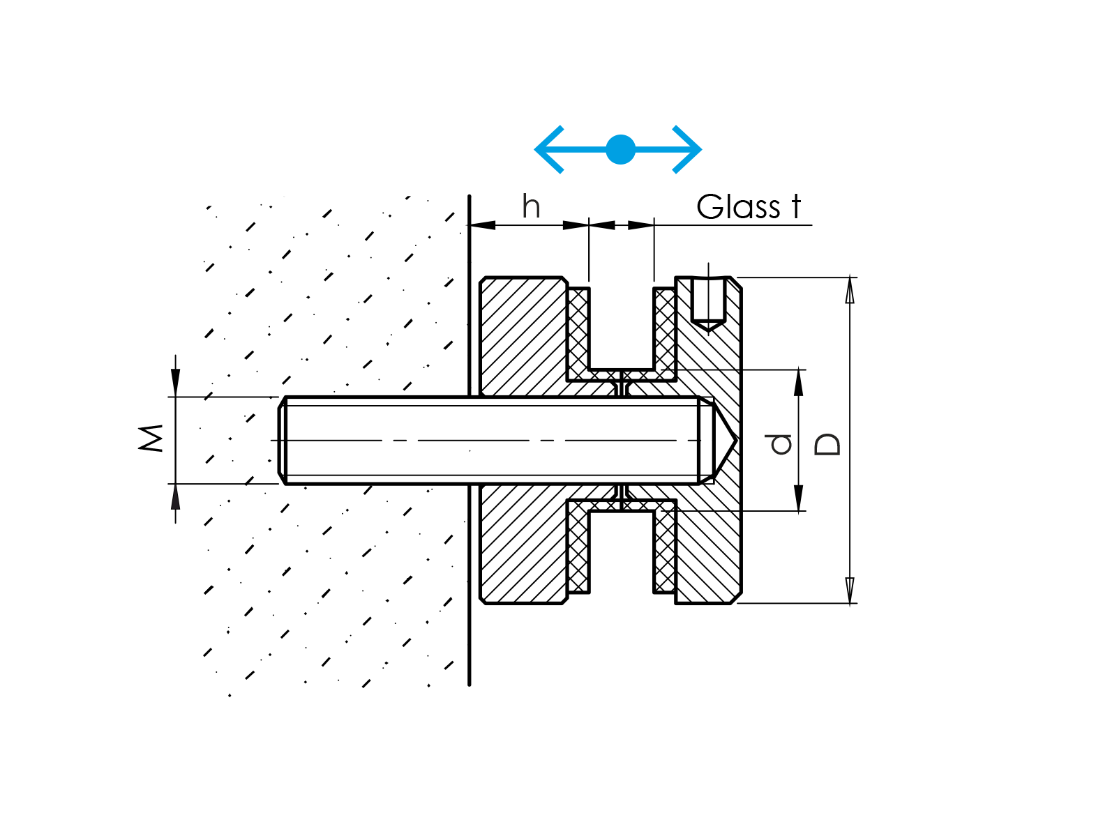Podpěra skleněné výplně