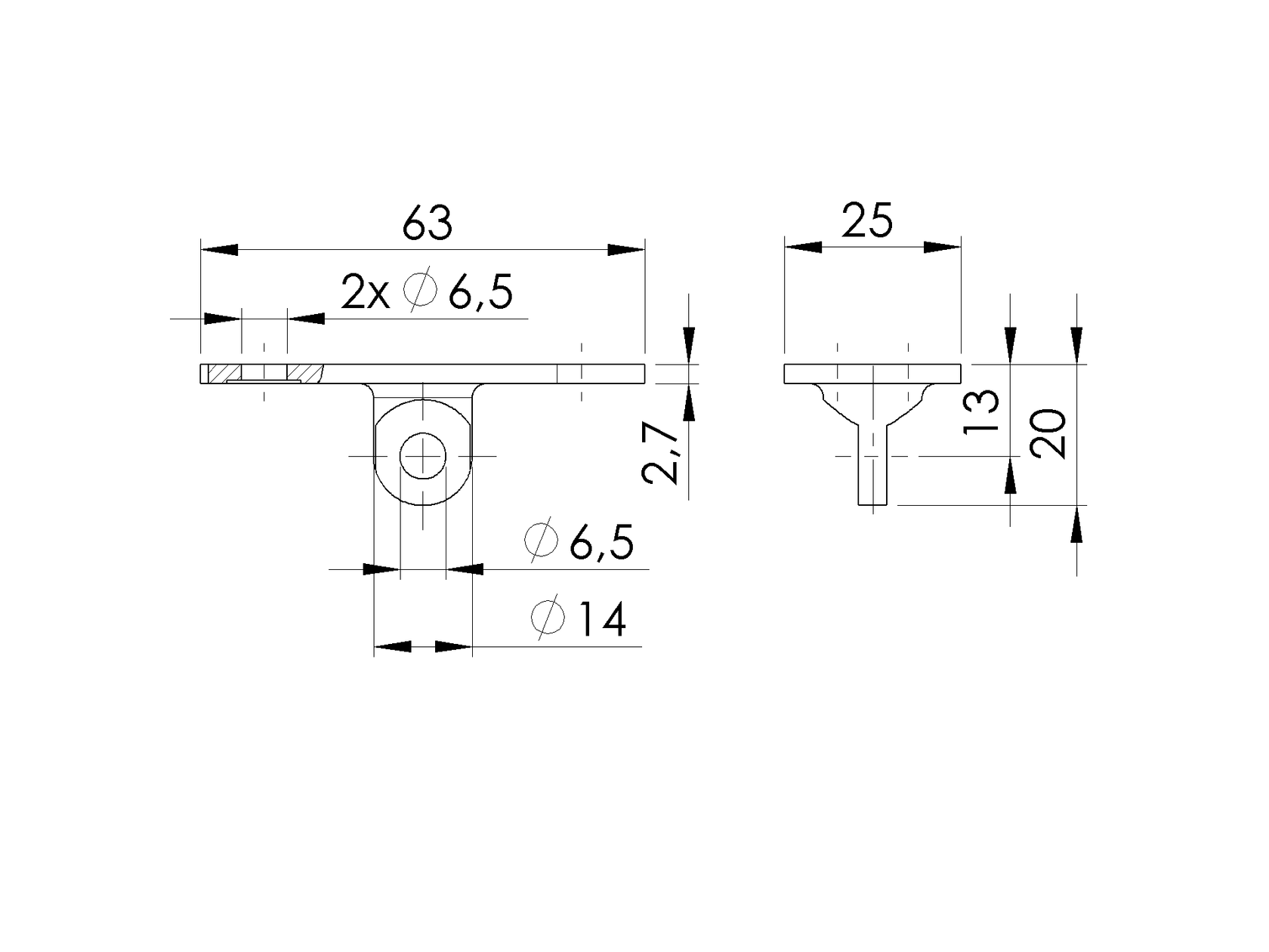Držák madla JP - vanička