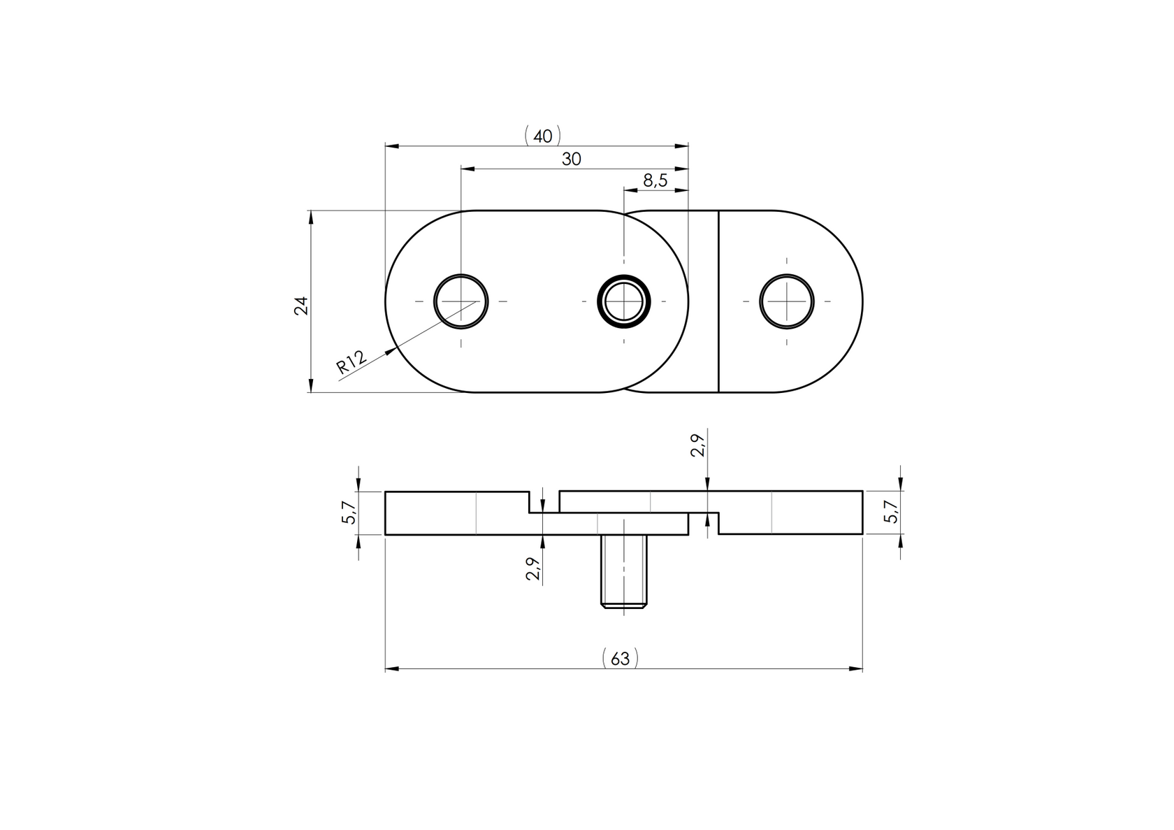 Držák madla JP - vanička