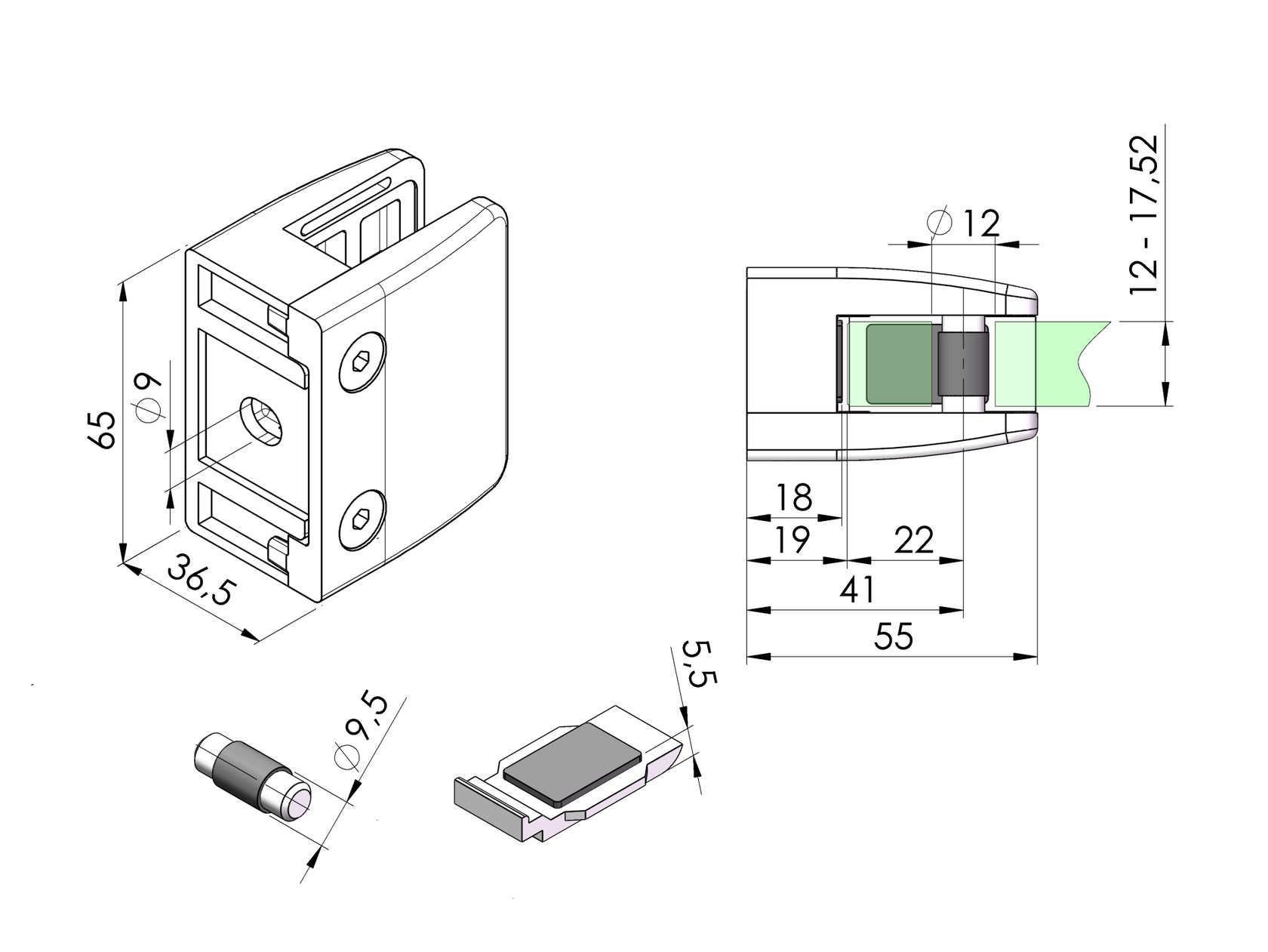 Držák výplně skla