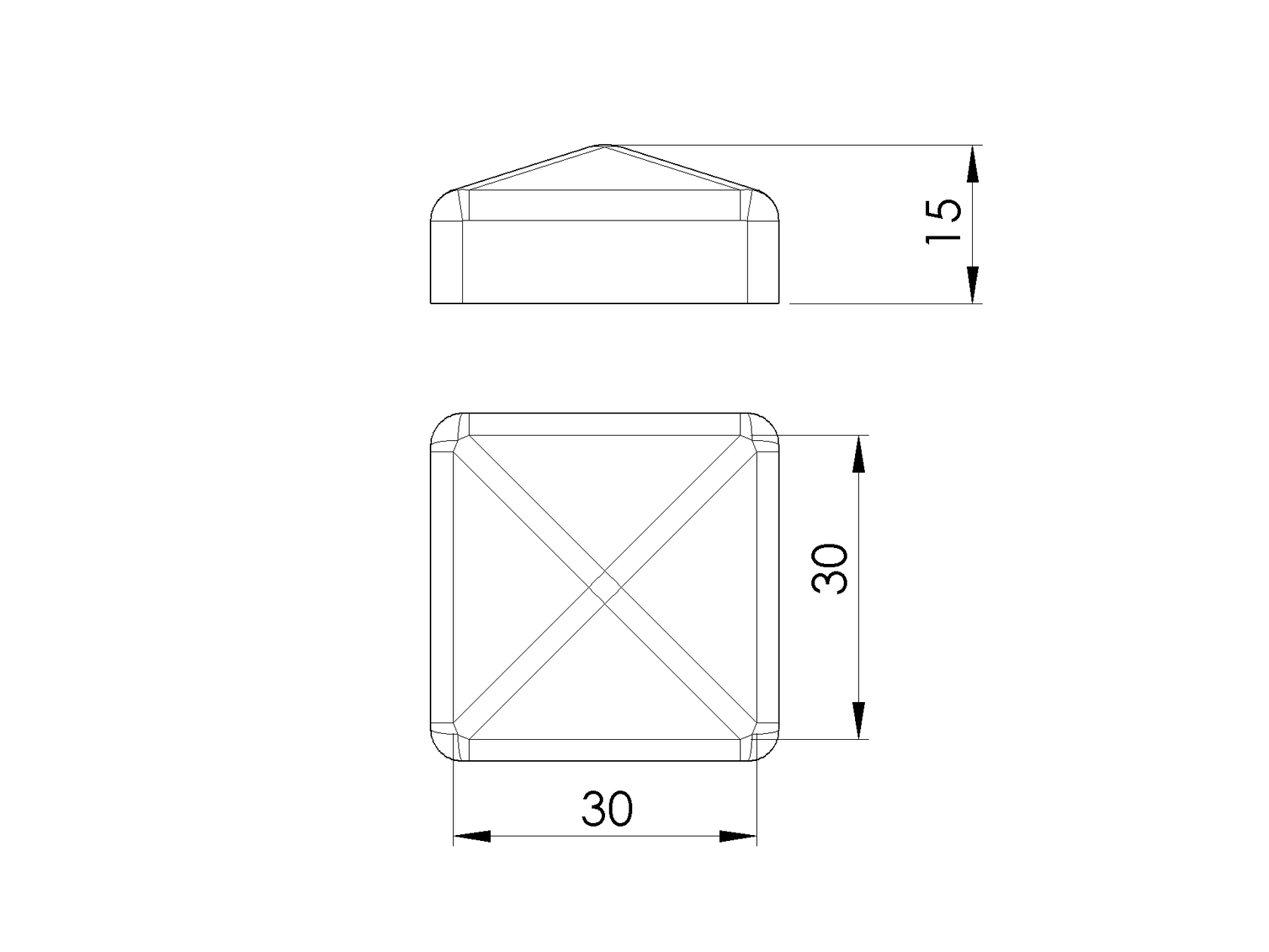 Krytka na stĺpik, JP 30x30mm, RAL7016