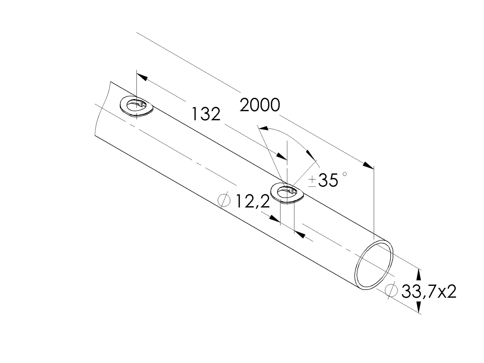 Trubka broušená AISI304, D42,4x2/15xd12,5/L1980
