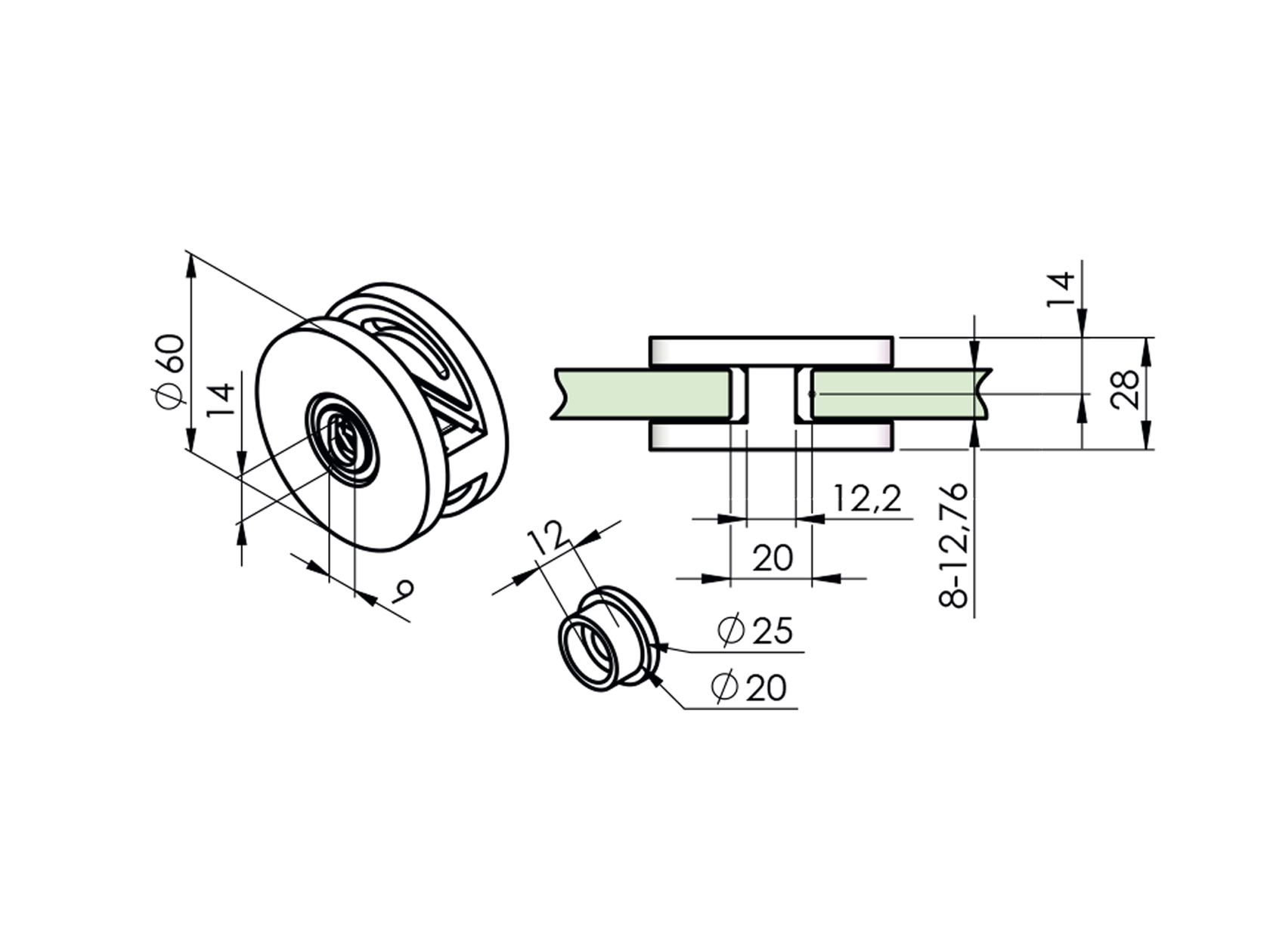 Držák skla pro zábradlí