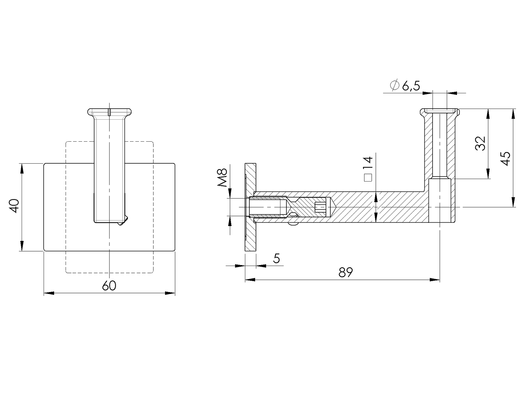 Držák madla na zeď
