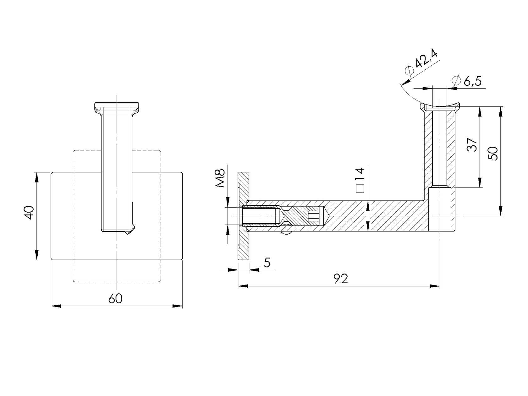 Držák madla na stěnu-příruba sloupek