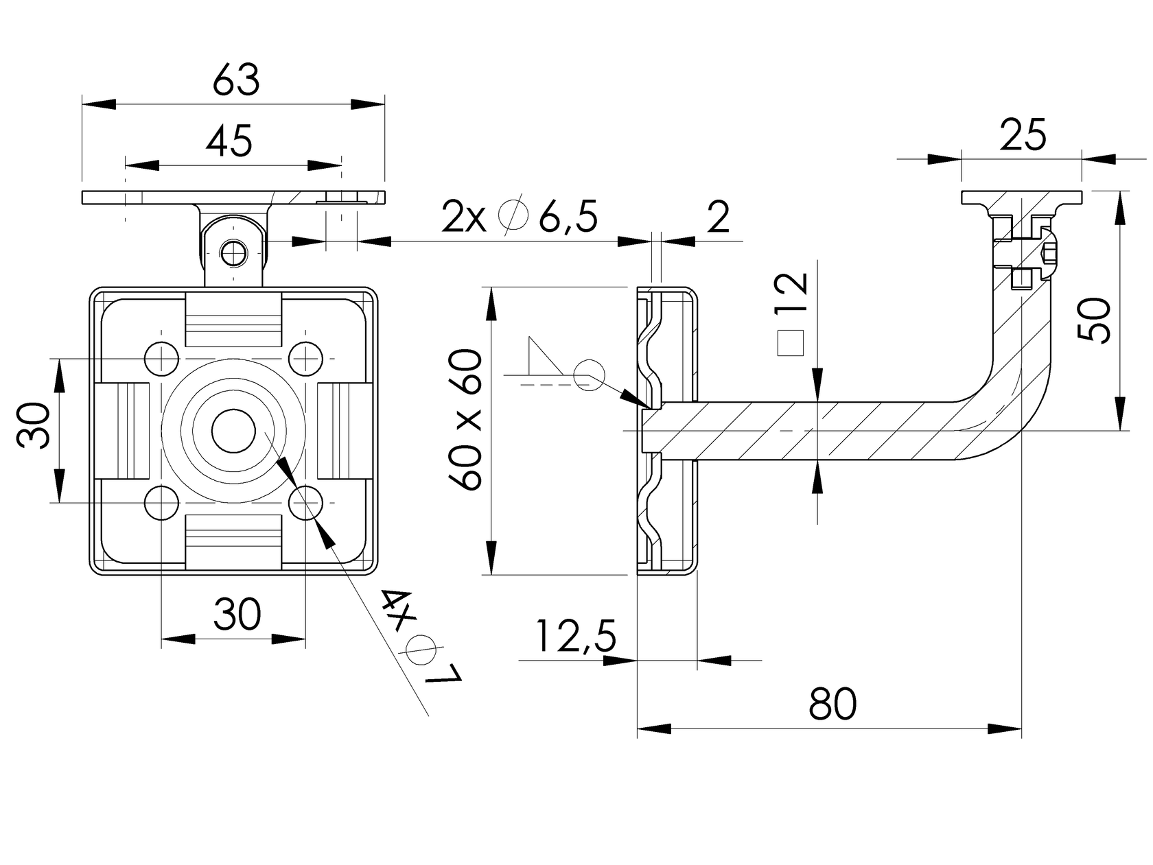 Držák madla na zeď