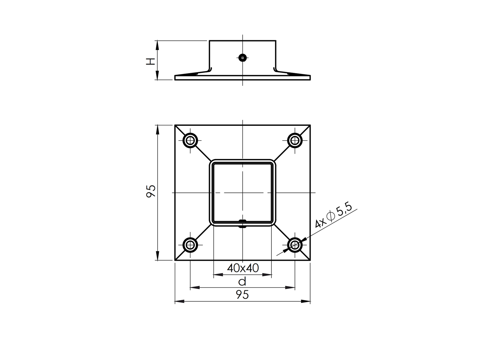 Držák madla - kotvení vrchní