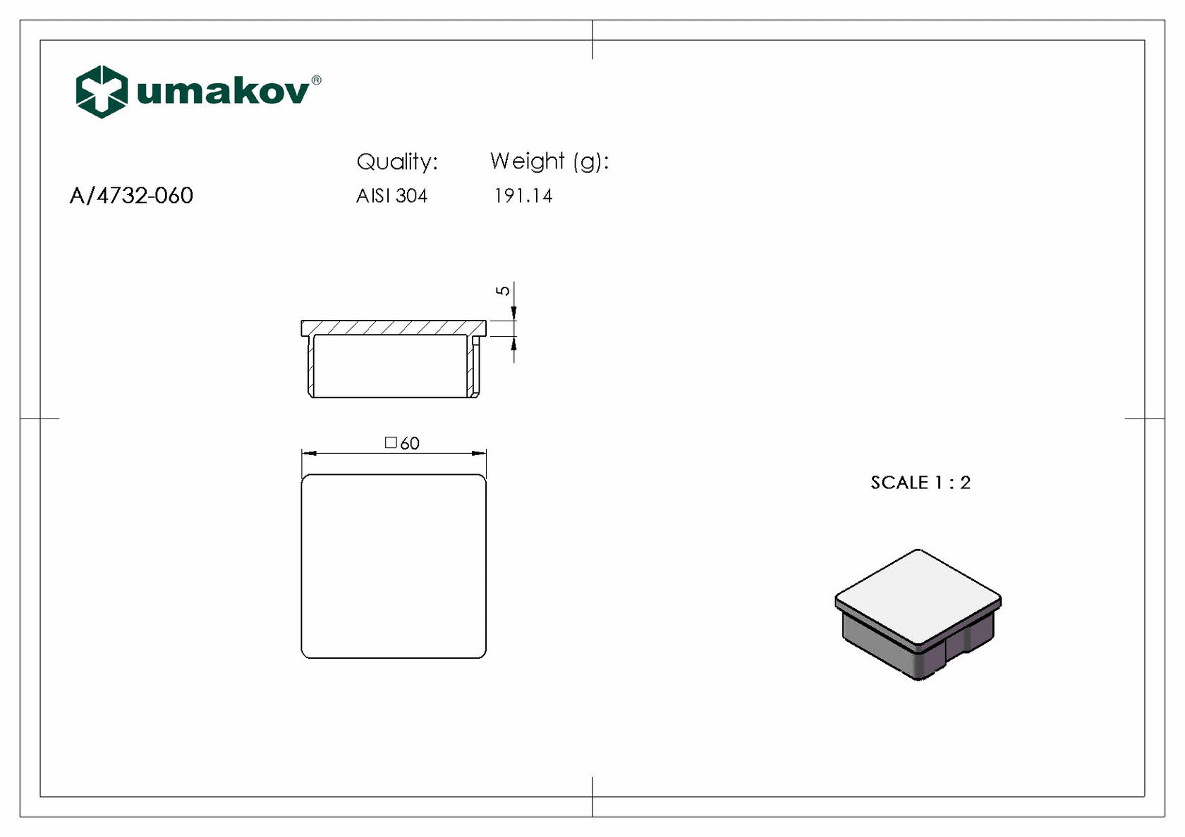 Záslepka madla pro nerezové zábradlí