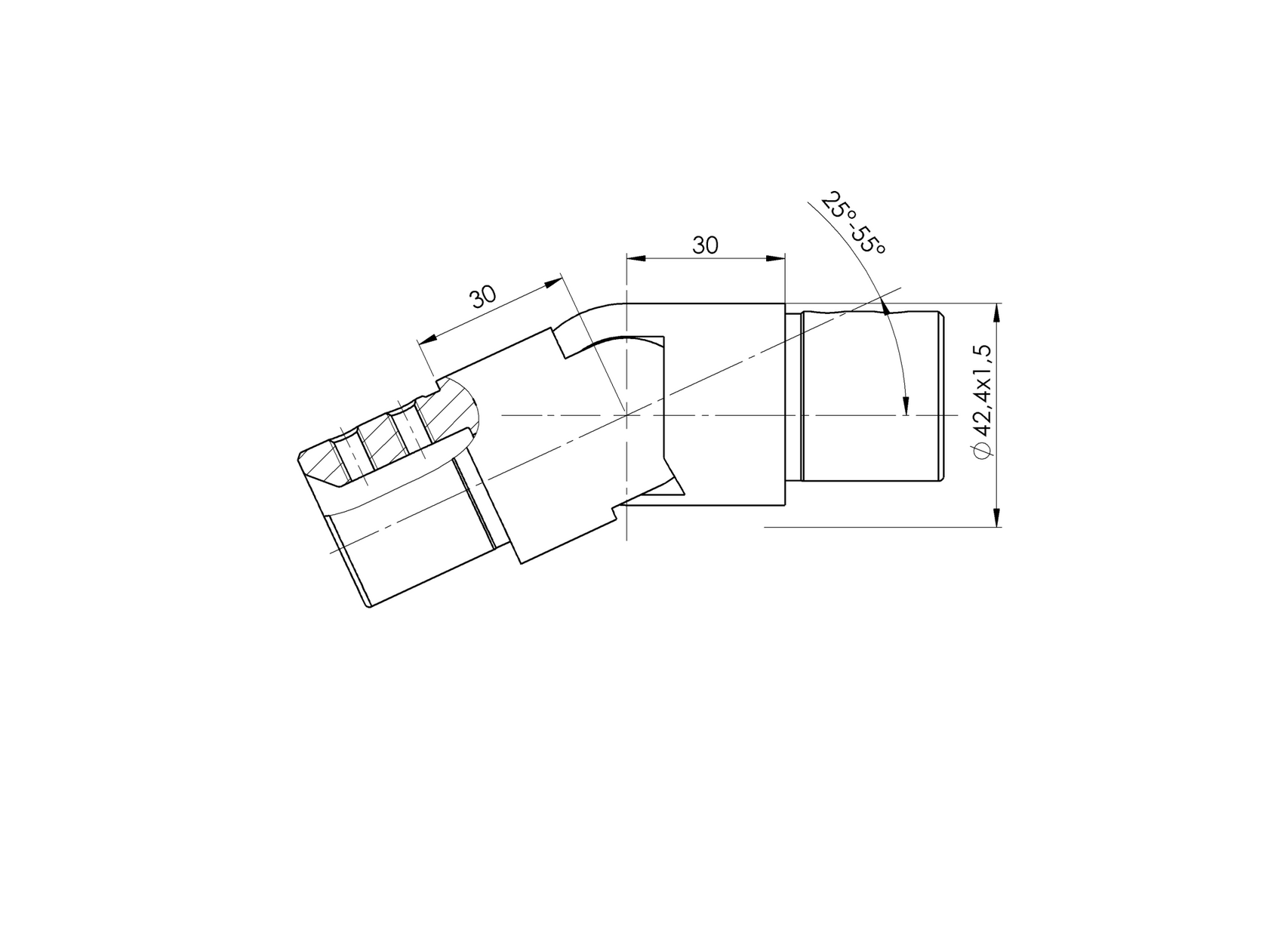 Přechod madla sklo - koleno