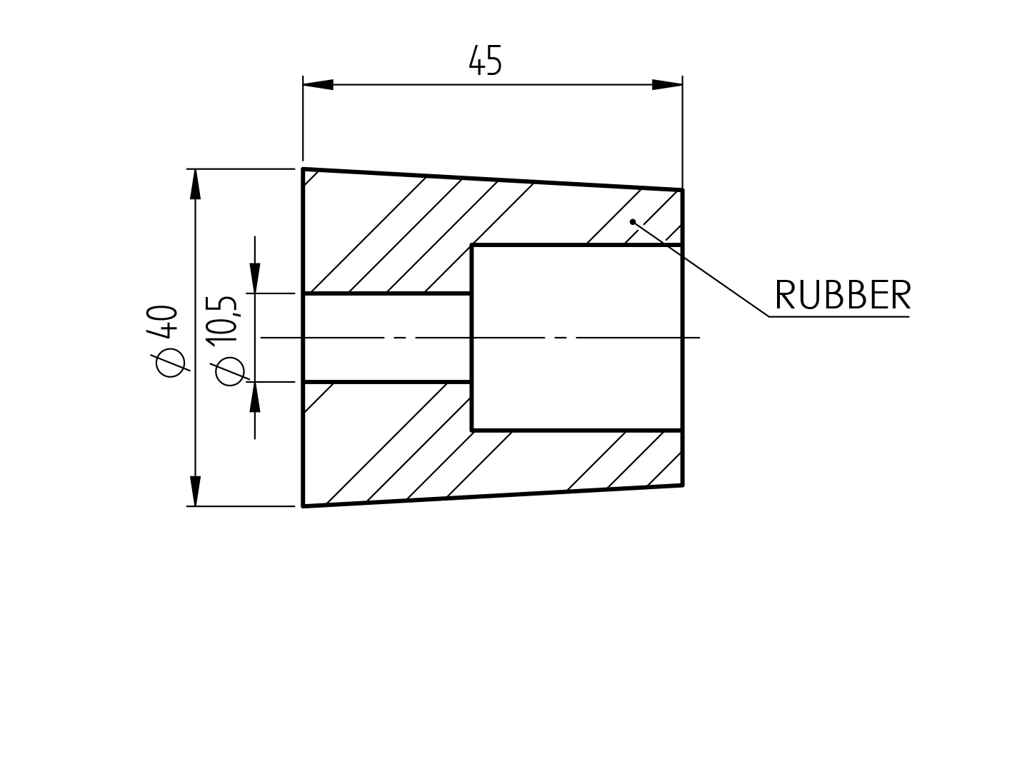 Doraz boční, rubber, veliký h45, D40mm