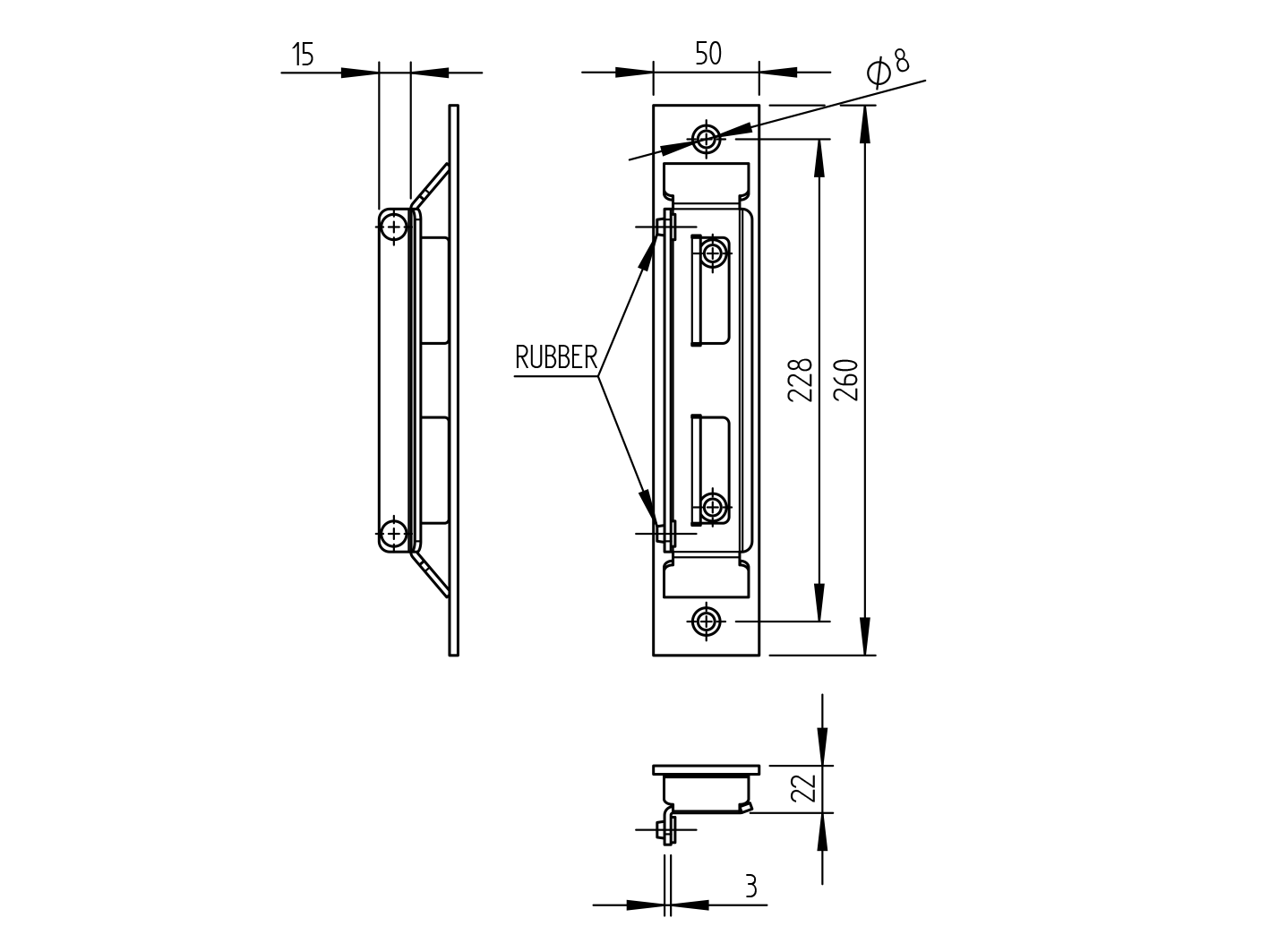 Doraz branky univerzální 40x40