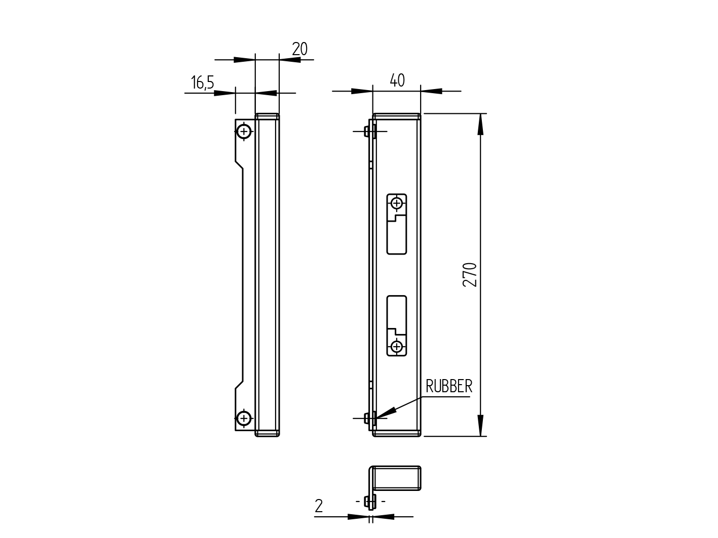 Protikus zámku 40x20, Inox