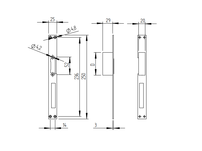Zámek elektromagnetický s oboustrannou listou, 12v-24V AC/DC