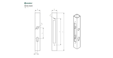 Zámková krabice k zámku B1/30-20x85, JP40x40, INOX