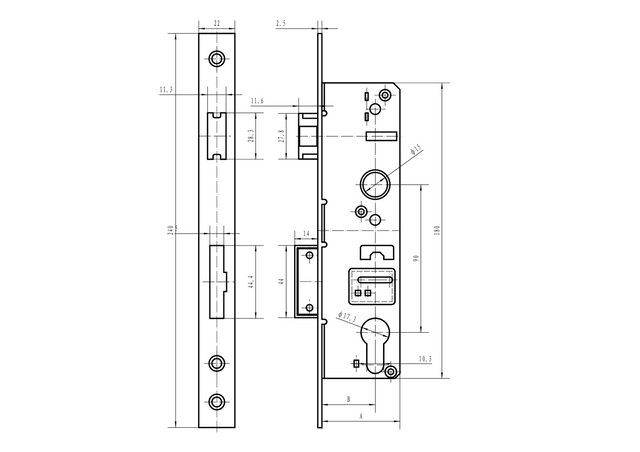 Zámek brány JP 60x40mm AISI304