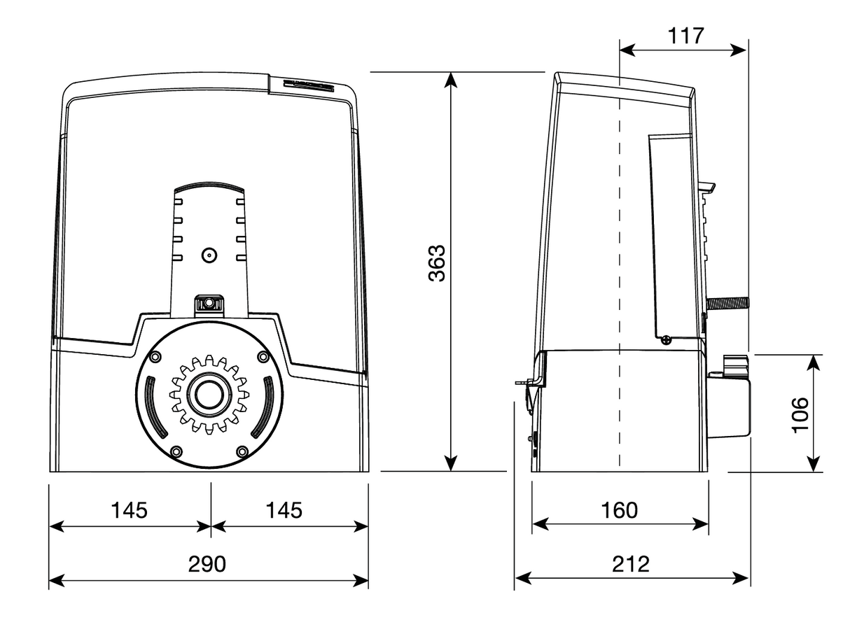 CAME pohon pro posuv. brány, set, max 800kg, 24V