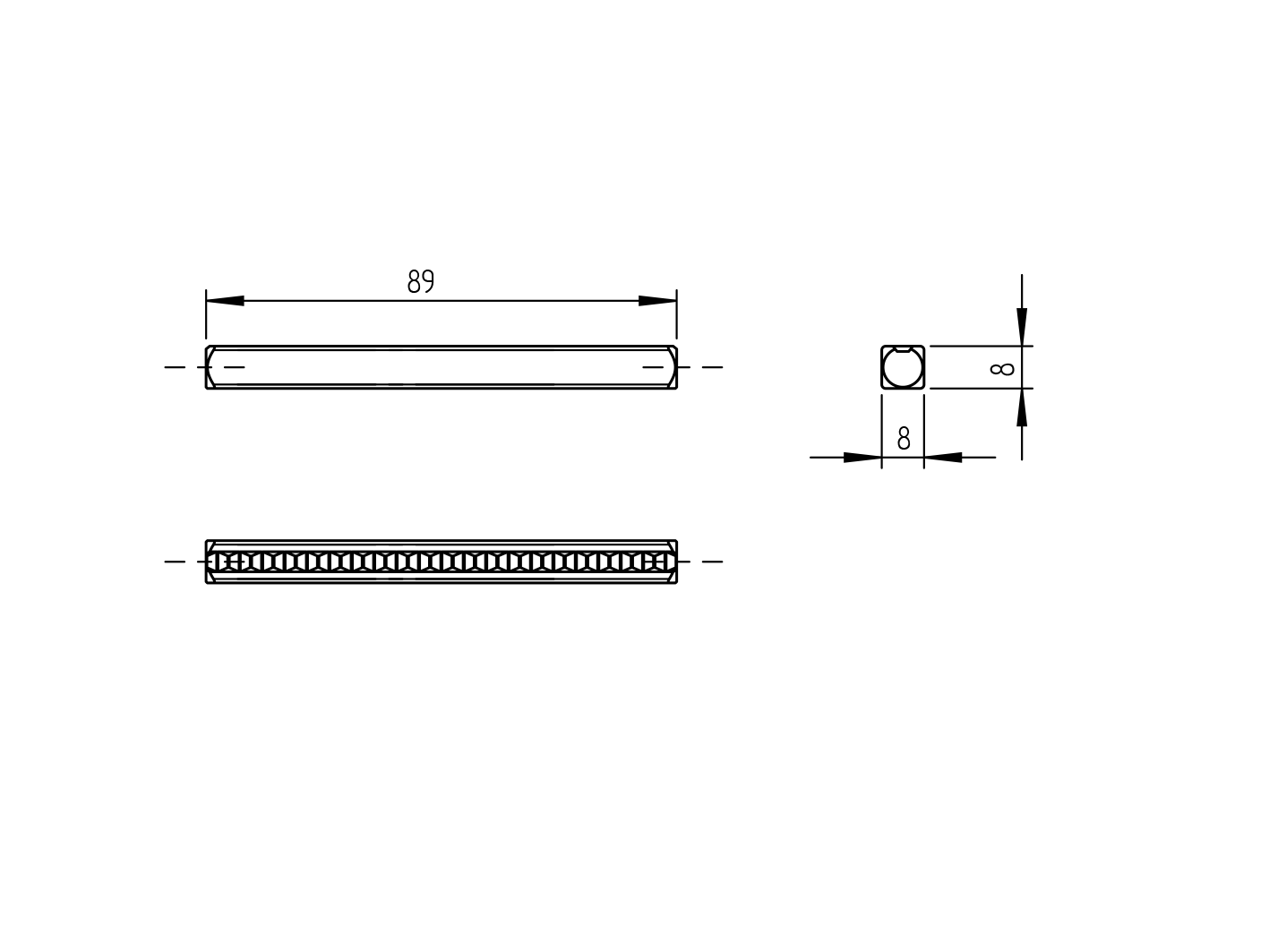 Čtyřhran ke kličce 8x8x90mm