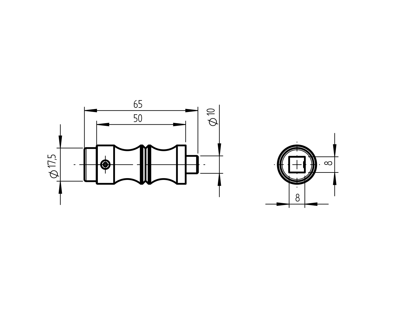 Čep kliky D22/17/7,5 , L67mm