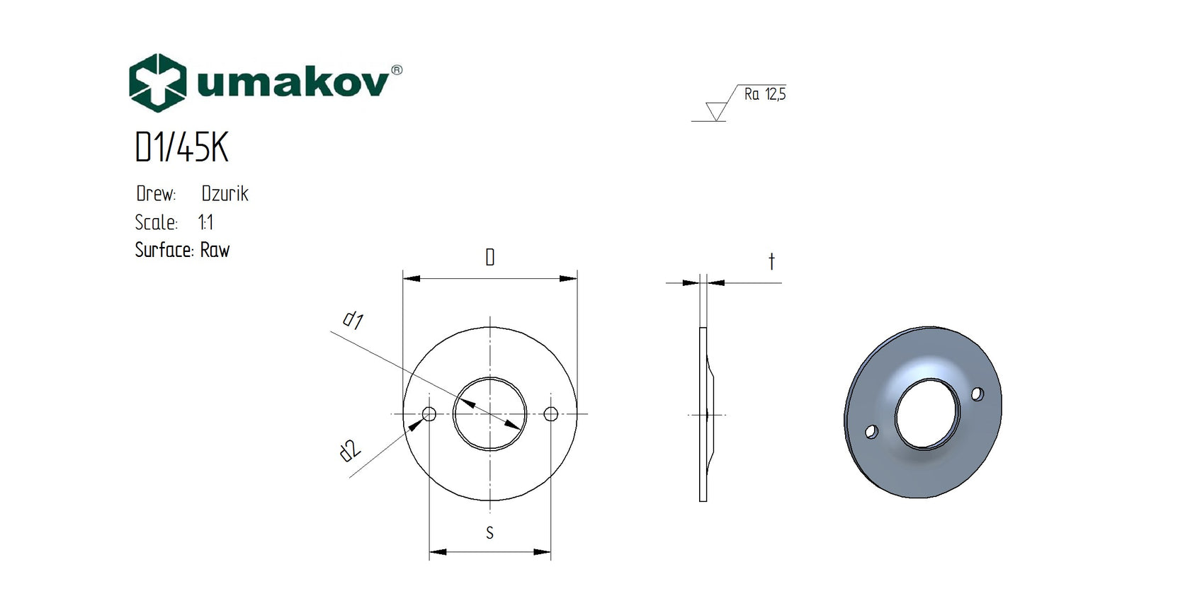 Štítek kovaný,oplocení,dveřní kováni D50, t2, d20m