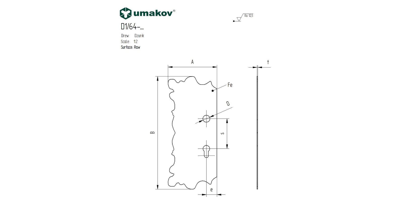 Dveřní kováni 315x135, t2, a85, d20mm