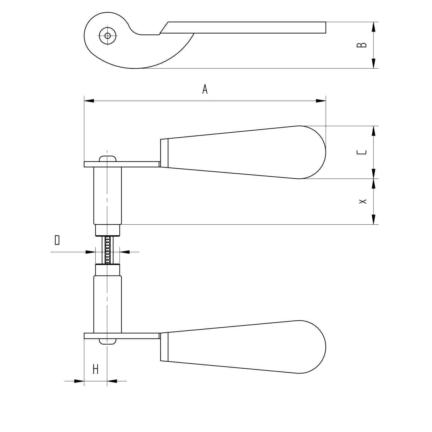 Klika kovaná L145, d17mm, Zn