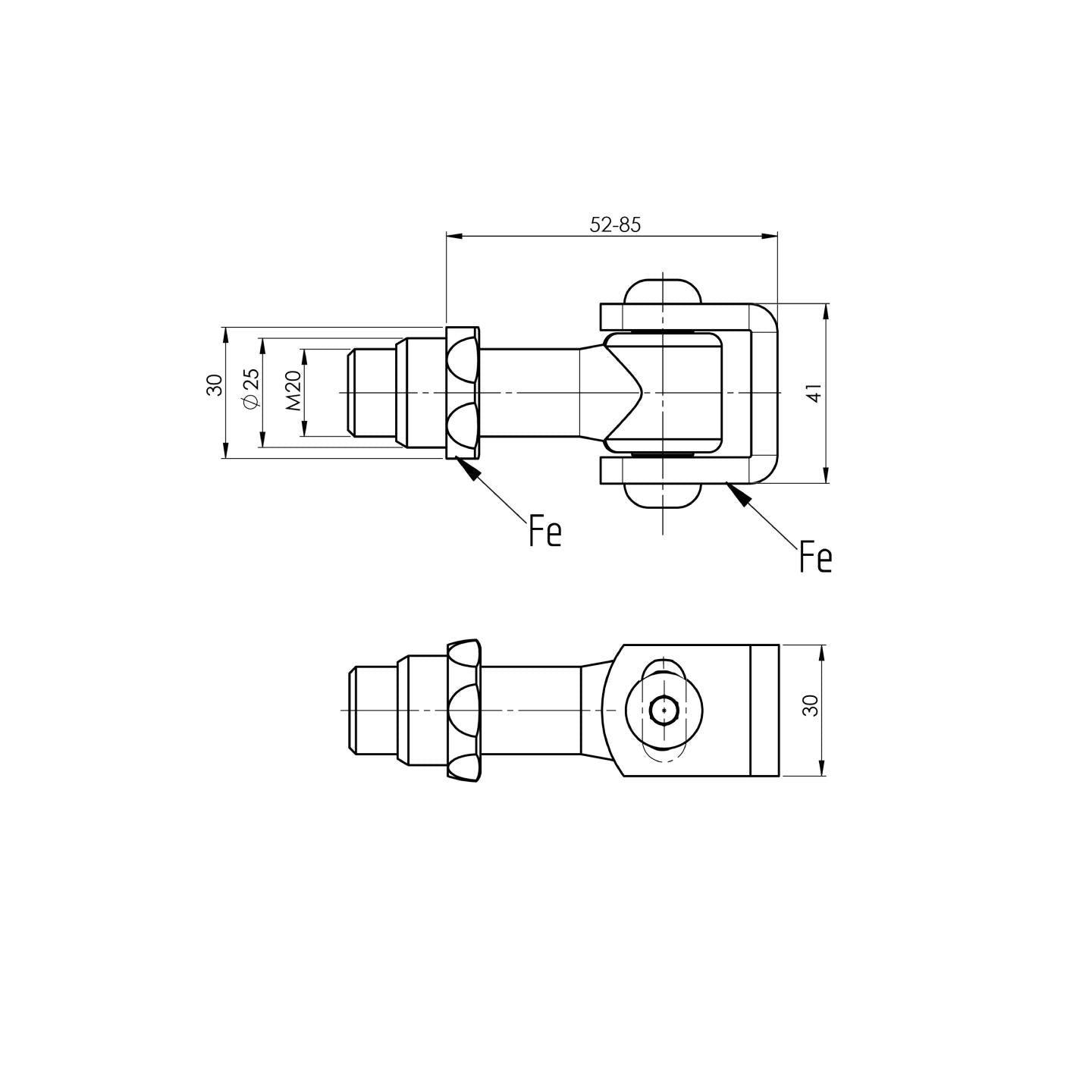 Pant nastavitelný s navařovací maticou Zn, M20