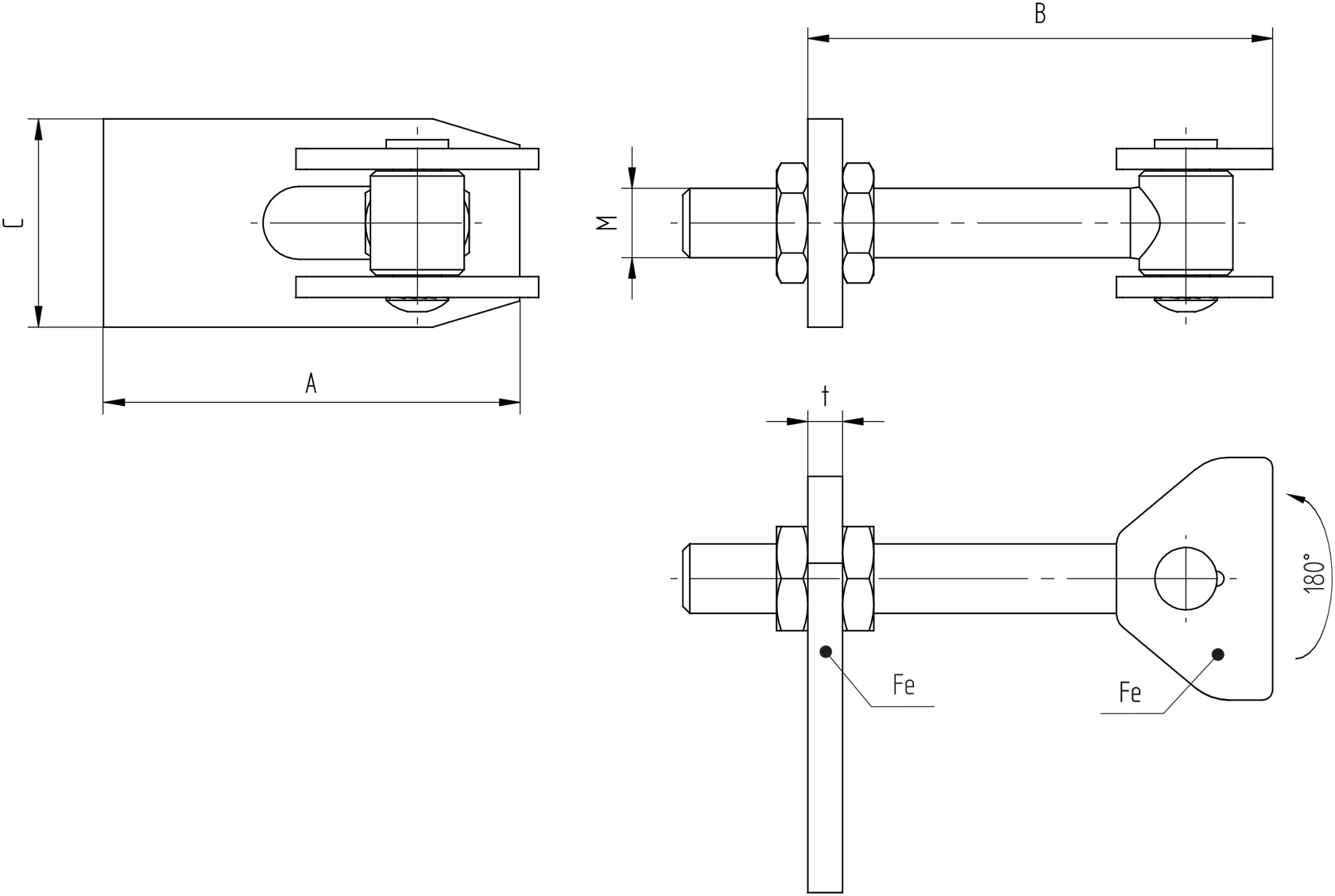 Pant nastavitelný Zn, 180°, M16