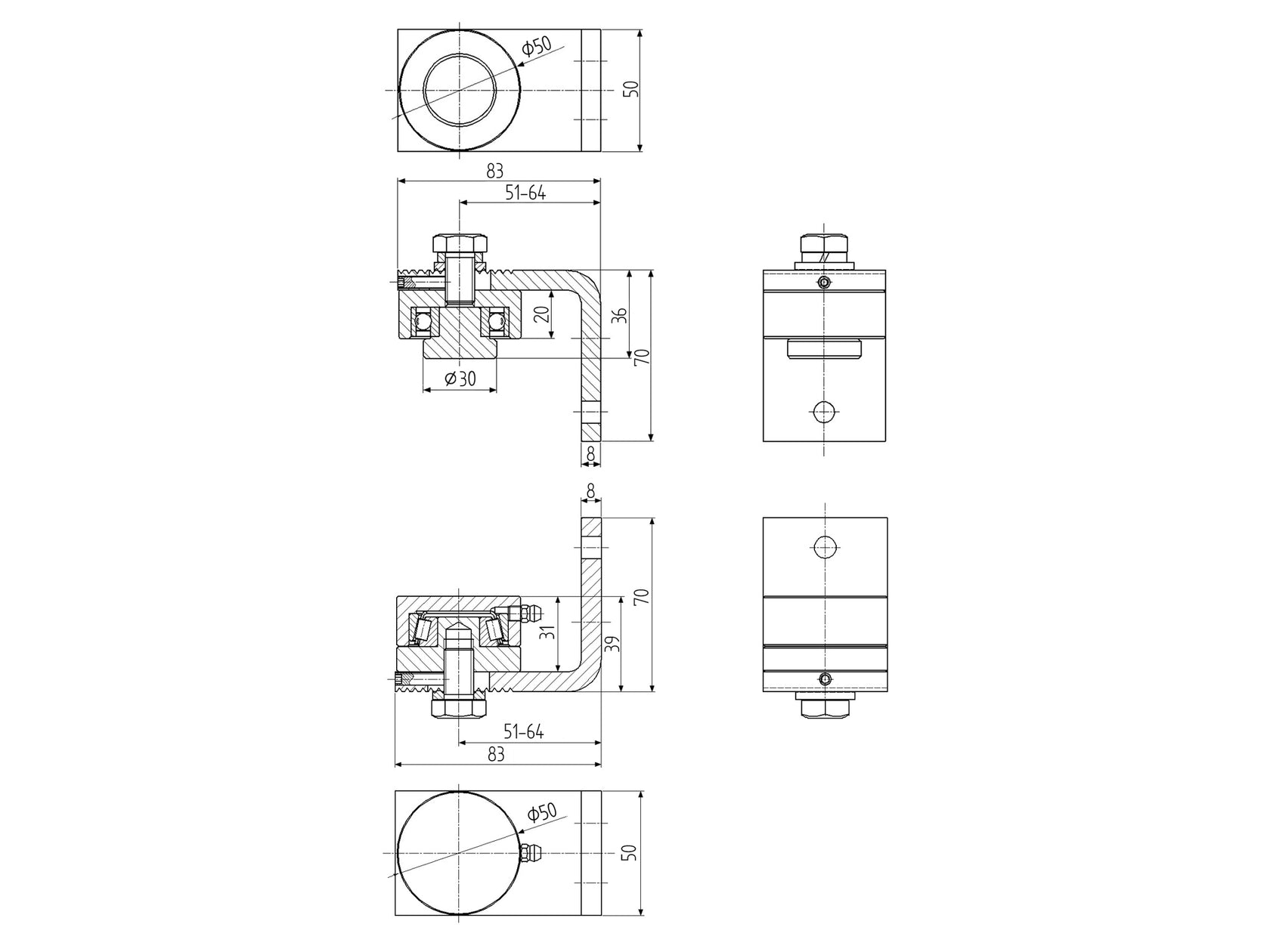Pant pro těžké brány (vrchní+spodní), D50