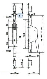 Pákový uzávěr se zámkem Zn, L160mm