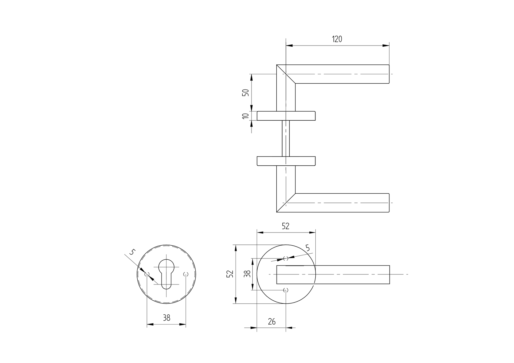 Klika se štítkem NEREZ AISI 201, K320 BB