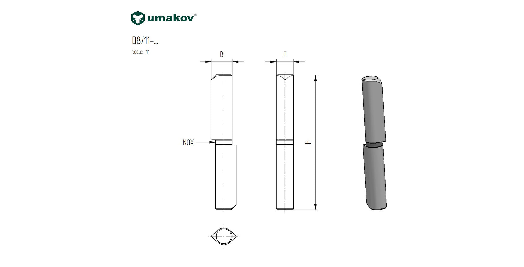 Pant vratový navařovací, INOX D10, L60mm
