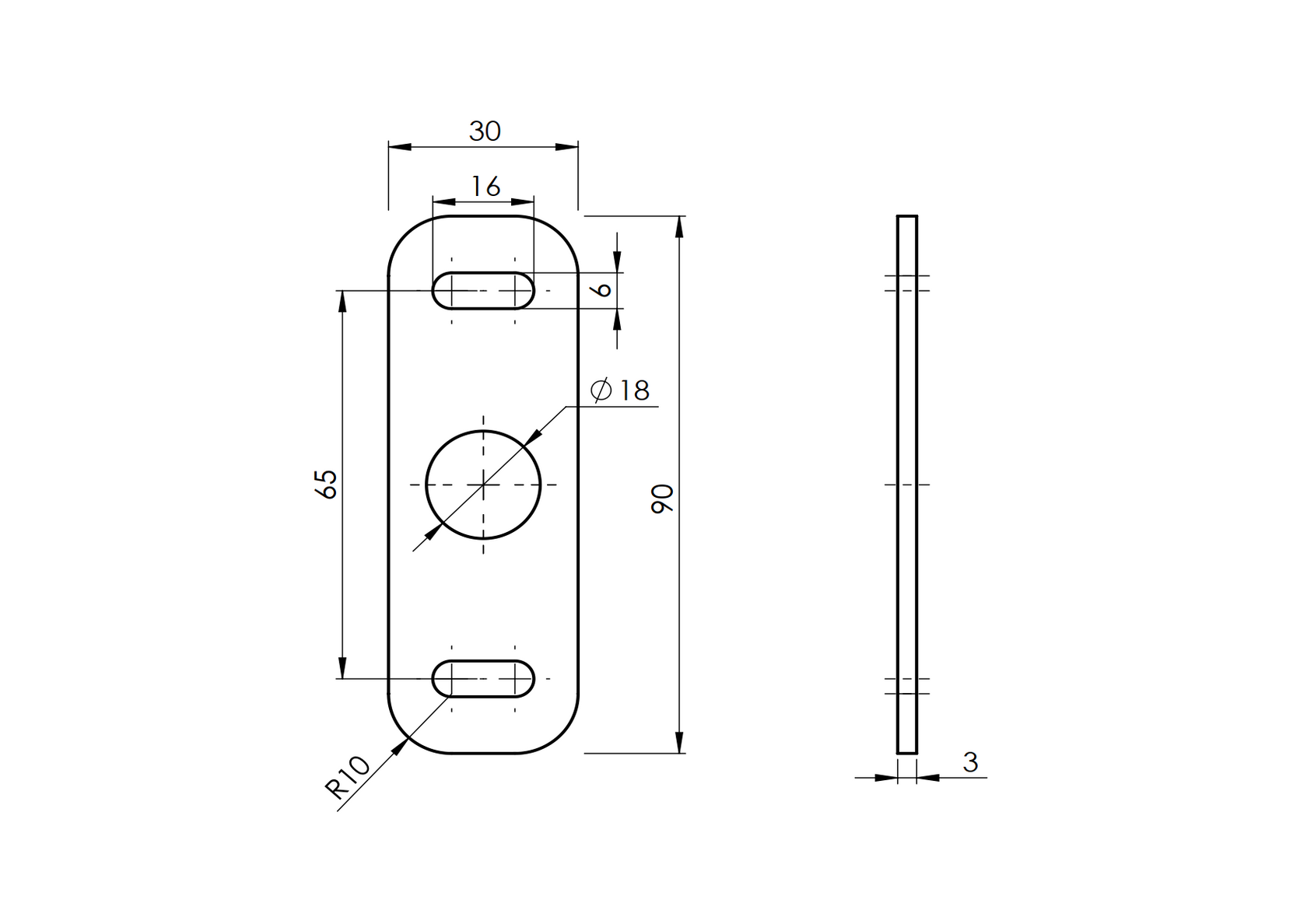 Deska pro nastavitelné závěsy, 30x90x3mm, INOX