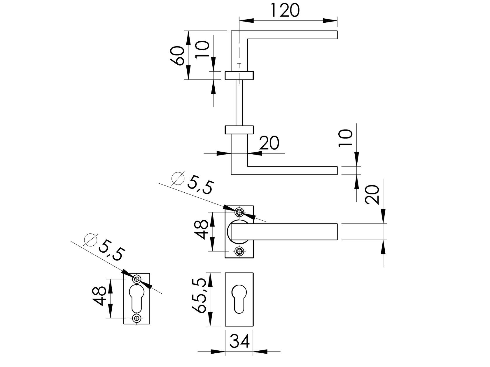 Klika se štítkem NEREZ AISI 304, K320